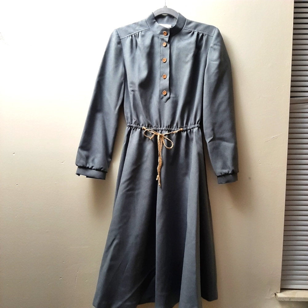 Vintage Carole King Midi Length Long Sleeve High Neck Prairie Dress Size Medium